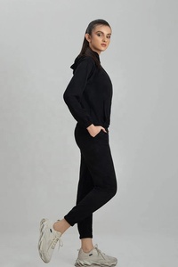 Women's Custom Logo 100% Cotton Fleece Jogger <b>Set</b> <b>Crop</b> <b>Top</b> & Pant Breathable Plus Size Tracksuits By Salamons Wears - Product Image 2