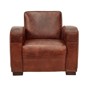 Sillón Chesterfield Tradicional de Cuero Genuino con Respaldo Acolchado Profundo, Brazos Enrollados y Patas de Madera Maciza, Color Marrón para Sala de Estar - Product Image 1