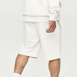 Shorts Bermuda en Coton Blanc pour Homme, Taille Élastique, Couleur Unie, Respirant, Tissu Tissé, Coupe Décontractée - Product Image 2