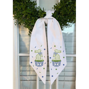 Guirlande de Noël en coton avec imprimé rennes et sapins, décoration de porte suspendue, style classique de Noël, personnalisable - Product Image 3
