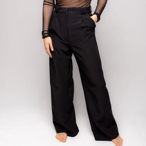 Pantalones de Lino de Cintura Alta para Mujer, Estilo Casual, con Cordón Ajustable, Logotipo Personalizable, Pierna Ancha, Pantalones Largos Holgados - Product Image 5