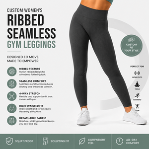 Custom Women's Ribbed <b>Seamless</b> Gym <b>Leggings</b> High Waist Ribbed <b>Seamless</b> <b>Leggings</b> Women's Workout Yoga <b>Leggings</b> OEM Private Label - Product Image 5