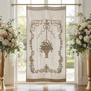 Cortina Transparente Bordada con Diseño Floral Clásico, Panel de Cortina con Lazo Vintage para Ventana, Decoración para Sala de Estar y Dormitorio - Product Image 2