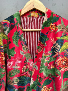 Bata Kimono con Estampado de Dibujos Animados para Mujer, Suave y Transpirable, 100% Algodón, Camisón de Verano Hecho a Mano, Cuello en V, Cintura Elástica, Largo Completo - Product Image 5