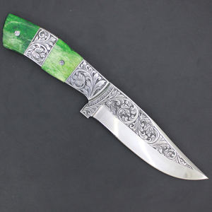 Magnifique couteau de cuisine professionnel en acier Damas de haute qualité, avec manche gravé en cuivre blanc, article le plus vendu - Product Image 4