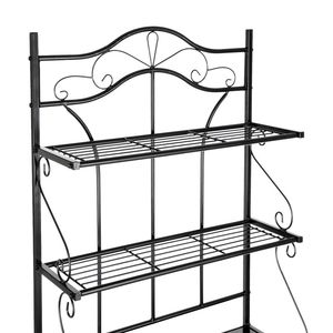 Scaffale da Cucina a 5 Ripiani in Metallo con Supporto per Microonde, Portabottiglie e Postazione di Lavoro - Nero (63,5 cm x 40,6 cm x 15,2 cm) - Product Image 6