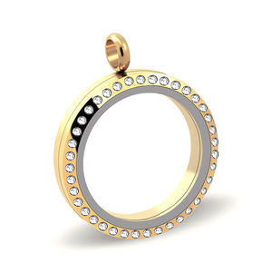 Rose Gold Floating <b>Locket</b> Pendant Stainless Steel Glass Memory Charm Rhinestone Round Necklace Pendant for Gift - Product Image 2