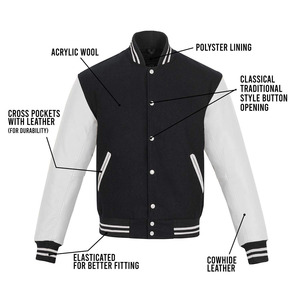 Hot Sale Varsity <b>Jackets</b> for <b>Men</b> and Custom Logo Streetwear Embroidery Logo Outwear Crew Neck Varisty <b>Jackets</b> - Product Image 1