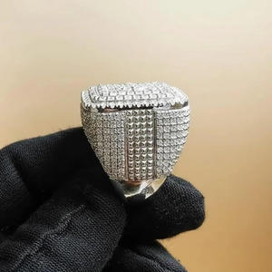 แหวนเงินแท้ทรงครอสประดับเพชรโมอิสซาไนต์ชุบโรเดียมสไตล์ฮิปฮอป เหมาะเป็นของขวัญวาเลนไทน์สำหรับเธอ/เขา - Product Image 1