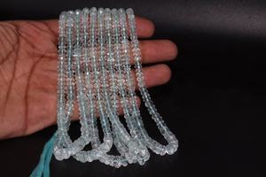 AAA Blue Aquamarine Faceted Rondelle Beads 4-7mm Size Range Natural Gemstone - Product Image 2