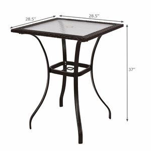 Tavolo da Pranzo Pieghevole Moderno da Esterno con Piano in Vetro Quadrato da 28,5 Pollici e Bordo in Rattan - Product Image 3