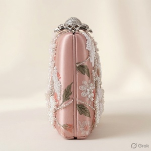 TheBagHolic pour Sac de Soirée Pochette en Satin Brodé Floral Perlé 7 Pouces Petite Capacité Sac à Main Élégant pour Femme - Product Image 3