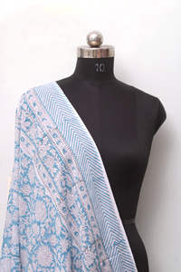 Women’s Cotton Sky Blue Floral Print <b>Sarong</b> Lightweight Beach Pareo Resort Wrap Swim Cover Up. - Product Image 2