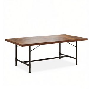 Tavolo da Pranzo in Legno Massello Rettangolare, Arredamento per Sala da Pranzo, Stabile e Assemblato, con Caratteristiche di Pietra Sinterizzata e Marmo - Product Image 2