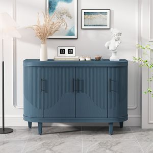 Moderna Credenza Curva da 47,2 Pollici, Tavolo Console in Legno, Mobile Bar con 4 Ante Regolabili, Armadietto Decorativo per Soggiorno - Product Image 1