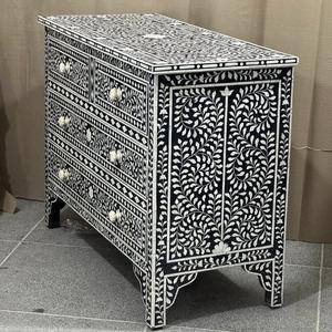 Cajón con Incrustaciones de Hueso de ILAHI, Diseño Moderno con Detalles de Ágata, Mueble Portátil para el Hogar - Product Image 2