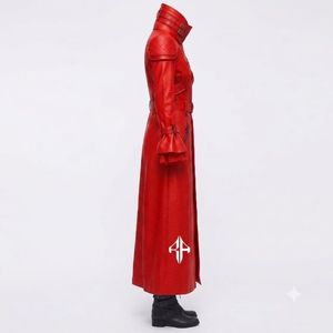 Manteau gothique en cuir véritable pour femme RIVIAN ATLANTIC de qualité supérieure, anti-rides, manches longues, col montant - Product Image 4