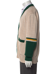 Custom pink green knitted Greek Sorority Fraternity Color Block <b>Cardigan</b> Sweater | Varsity Knit <b>Button</b> Front Letterman <b>Cardigan</b> - Product Image 6