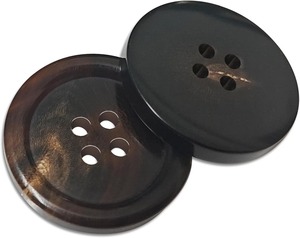 Boutons en corne de buffle naturels faits à la main, écologiques, finition polie naturelle, 4 trous, pour chemises, manteaux, pulls, couture, artisanat, couleur naturelle - Product Image 3