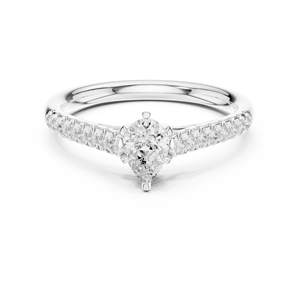 Anillo de Compromiso Personalizado con Diamante Cultivado en Laboratorio de Corte Pera de 0.50CT, Grado E VS, Banda de Boda de Oro Sólido de 14K, Joyería Fina para Regalo - Product Image 6