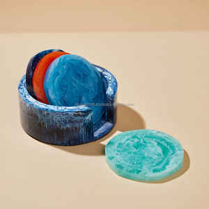 Sous-verres faits à la main en acrylique/bois de haute qualité avec logo de couleur personnalisé Tapis de 4 pouces pour la maison et le restaurant - Product Image 1