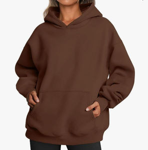 Sudadera con Capucha Extra Grande para Mujer, Color Sólido, Manga Larga, Felpa de Algodón, Transpirable, Antiarrugas, con Bolsillos, Ropa de Invierno Personalizada - Product Image 5