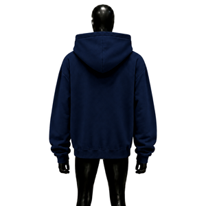 Sweat à capuche 100 % coton French Terry bleu marine style Hip Hop Hype, coupe oversize, avec poche imprimée, pour l'automne, streetwear classique urbain - Product Image 2