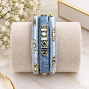Brazaletes de Aleación Chapados en Oro para Mujer con Cristales de Estrás, Patrón Geométrico, Color Azul, Joyería para Fiestas - Product Image 2
