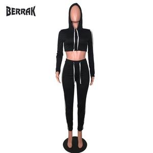 Chándal deportivo ajustado para mujer, conjunto de 2 piezas de ropa femenina, Top corto de manga larga y Pantalón deportivo, chándales a rayas - Product Image 2