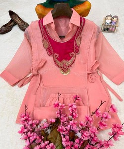 Pink Cotton <b>Kurta</b> Palazzo Set Women Loose Fit Traditional <b>Indian</b> Pakistani Style Casual Ankle Length 86548 VRINDAVAN- VF 248 - Product Image 3