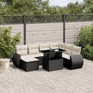 Conjunto de Sofá de Jardín con Reposabrazos Ajustables Grandes, Colección de Ratán Sintético Negro - Product Image 1