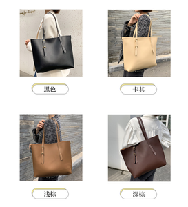 Bolso Tote de Cuero PU con Cierre de Cremallera, Compartimento Antirrobo para Computadora, Estilo Minimalista, Color Marrón, Personalizable - Product Image 5