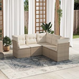 Conjunto de Sofás Modulares Medianos de Ratán Sintético PE Beige para Jardín - Product Image 1