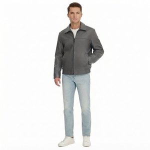 Chaqueta de Cuero para Hombre, Estilo Casual, con Cierre Frontal Completo, Cuello Clásico, para Uso Diario, Fabricante Personalizado - Product Image 1
