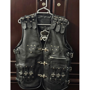 Mens Faux Leather <b>Gothic</b> Biker Vest Steampunk Style with Metal Buckle & Studs 2026 - Product Image 1