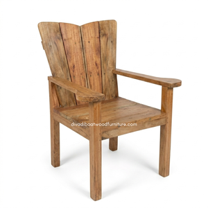 Handcrafted <b>Rustic</b> Natural Wooden <b>Chair</b> with Armrest Reclaimed Boat Wood Eco-Friendly Indoor Outdoor Hotel Home Villa Furniture - Product Image 1