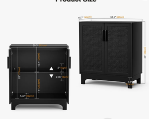 ตู้ไม้สองบานประตูดีไซน์ทันสมัยพร้อมมือจับสีดำ ตู้เก็บของสีดำสวยงามสำหรับตกแต่งห้องนั่งเล่น ห้องนอน และทางเข้าบ้าน - Product Image 4