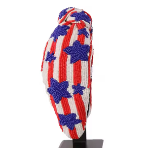 Premium Independence Day USA Theme <b>Beaded</b> Knotted <b>Headband</b> Fashion Hair Accessory for Girls and Women Party Wear - Product Image 6