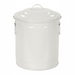 Cubo de basura de metal con recubrimiento en polvo de primera calidad, con tapa y asas laterales, cubo de basura de acero galvanizado para cocina, hogar y uso en exteriores. - Product Image 6