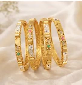 Ensemble de bracelets en laiton plaqué or avec motif floral, cristaux, bijoux tendance pour femmes pour les occasions de fête, perles - Product Image 2