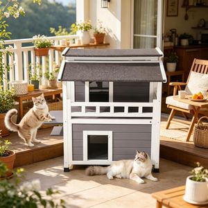 Villa Rettangolare per Animali Domestici di Piccola Taglia - Elegante Cuccia per Gatti da Interno/Esterno - Product Image 6
