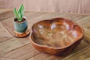Bol en bois naturel artisanal moderne Lavie Creations pour salade, pâtes, fruits – Écologique, compatible lave-vaisselle, cuisine et salle à manger - Product Image 5