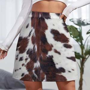 Cow Print Mini Skirt <b>Women</b> High Waist Genuine <b>Leather</b> Patterned <b>Shorts</b> Fashion Casual Wear Eoin Winston Sports Garments - Product Image 1