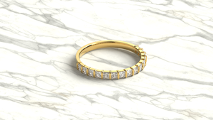 Anillo de Diamantes de Lujo en Oro de 18K, Corte Princesa, con Canal de Diamantes, Media Eternidad, Apilable, para Aniversario o Boda, Unisex - Product Image 3
