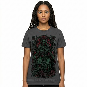 Custom Graphic T <b>Shirt</b> Women Rose Thorn Goddess Print Tee <b>Gothic</b> Floral Design Cotton T-<b>shirt</b> Supplier Wholesale Women Clothing - Product Image 1