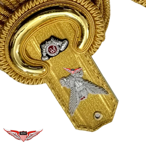 KEW - Epaulette de Hombro Metálico de Lujo con Bordado Dorado y Flecos Dorados, Accesorio Decorativo para Prendas - Product Image 3