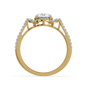Anillo de Compromiso de Oro Amarillo con Diamante de Corte Brillante Redondo y Engaste Pavé, Joyería Fina Clásica para Mujer - Product Image 3