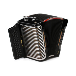 Accordéon professionnel Seasounds de qualité supérieure, 34 boutons, 12 basses, JB3412C, 3 registres, brillant, avec grille et boutons noirs - Product Image 4