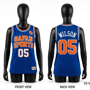 <b>Women</b> Basketball Jersey 170 GSM High Quality Polyester <b>Mesh</b> Blue Orange Embroidered Custom Logo Cotton - Product Image 1