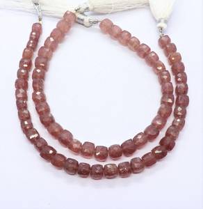 AAA Natural Strawberry Faceted Cube Beads 6-7 MM Strawberry <b>Gemstone</b> Beads 8 Inch Faceted Red Strawberry 3D Cube Beads Jewelry - Product Image 3